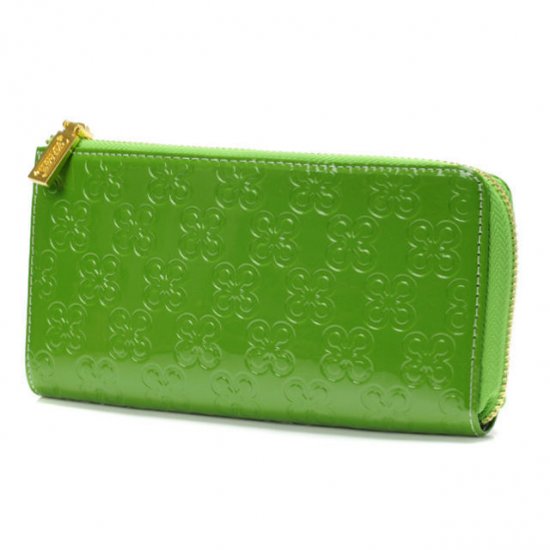 Coach Accordion Zip Large Green Wallets DVD - Click Image to Close